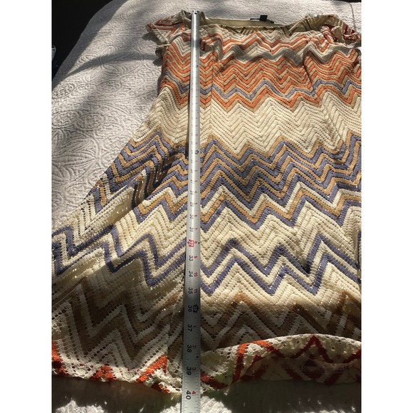 NWT Sharagano Chevron Knit Dress Women Size 14 Cap Sleeve Boho Festival Hippie - Picture 9 of 9